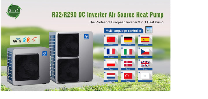 NuLite Factory Heatpump NL-FLM80-300II/R32 Europe 20KW 22KW 25KW 28KW 30KW Monoblock DC Inverter Air Source Heat Pump for Villa