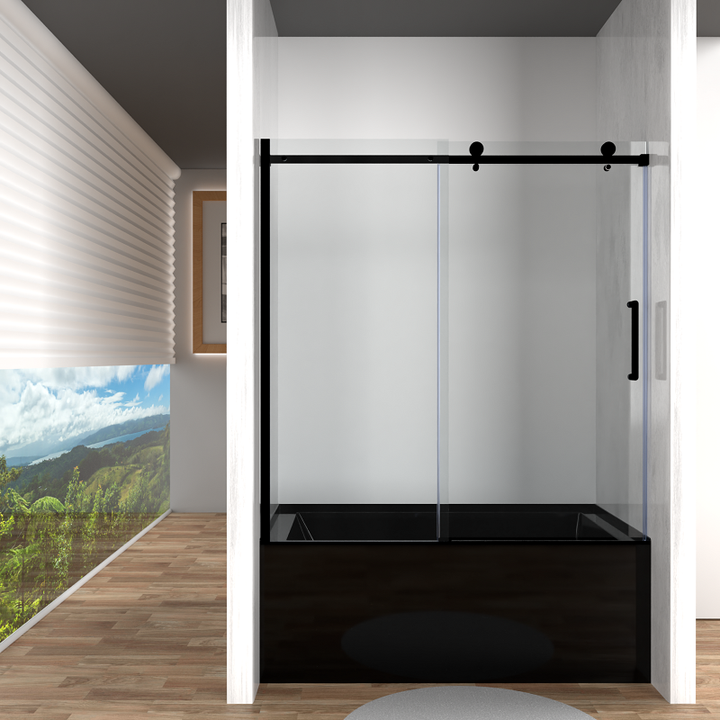 Modern Bathtubs Bathroom Shower Room Free Standing Three-Side Skirt Matt Black Acrylic Bath Tub