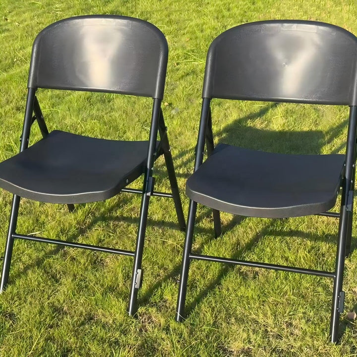 Cheap Strong Capacity Outdoor Garden Injection PP Plastic Portable Folding Chair-Bigger Size White/Black/Grey