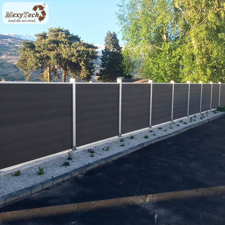 MexyTech MecoFence Wood Plastic Composite Wpc Garden Privacy Fence with Solar Led Light