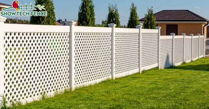 Plastic PVC Lattice Fence, Vinyl Fencing Panels With Post and Accessories in White, Customize