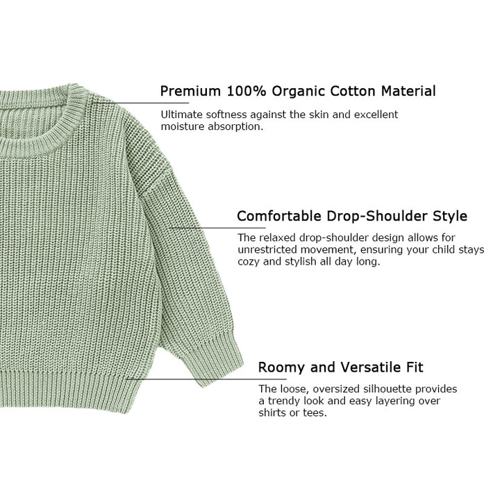 Wholesale 100% Organic Cotton Baby Pullovers Knitwear Winter Toddler Kids Clothes Plain Knitted Children Baby Sweaters