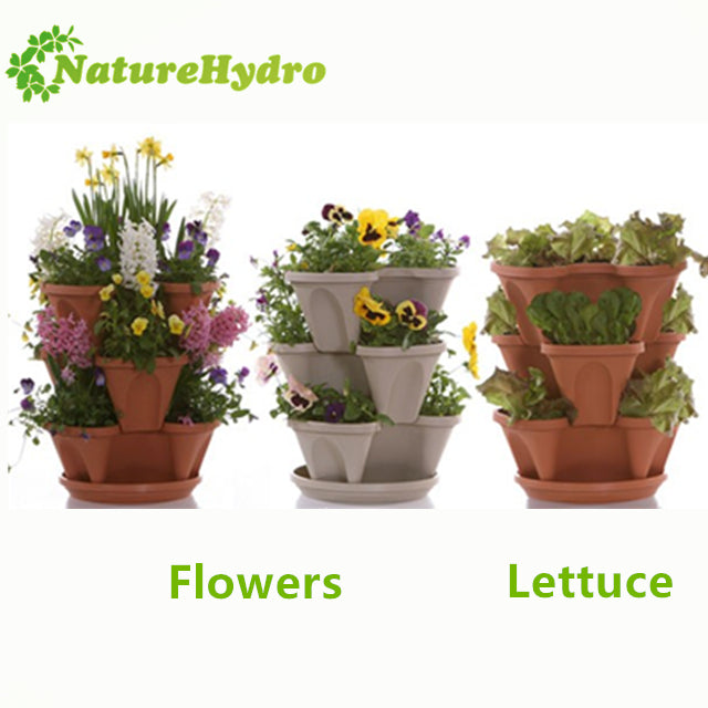 Hot Sale Vertical Garden Stacking Flower Planter Plastic Grow Pots for Sale
