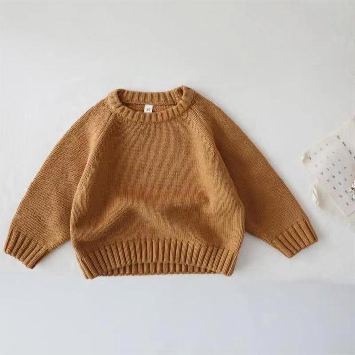 Wholesale Winter Toddler Knitwear Kids Cotton Wool Sweaters for Boys Girls Casual Style Solid Pattern Warm Features for Newborns