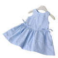 2025 Summer Girls Baby Dresses New Baby Girl Sleeveless Tank Top Bow Embroidered O-Neck Collar Solid Children Skirts