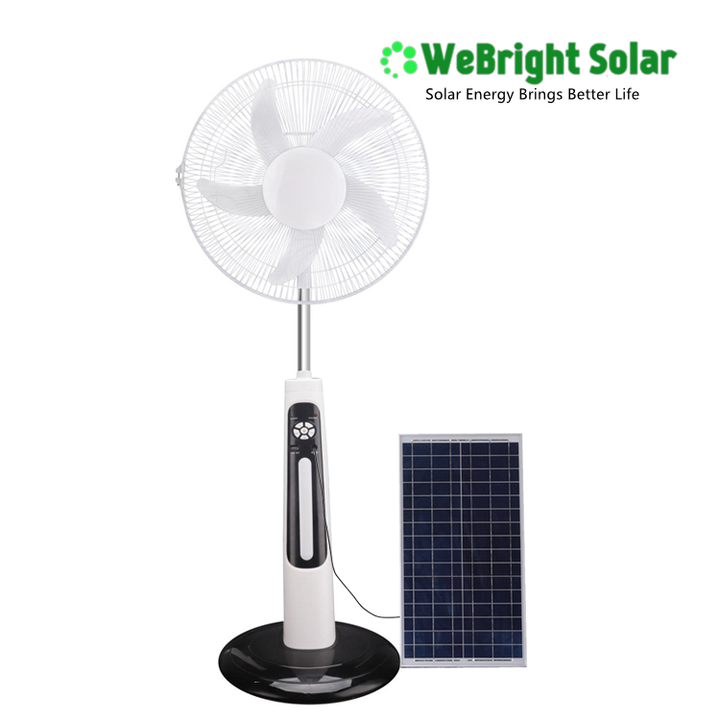 Hotsale LED Lights USB Charger Charge Phone Powered Rechargeable Black Solar Power Pedestal Fan with Panel and Battery for Home