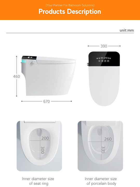 Floor Mounted Wc Intelligent Toilet Automatic Operation Flush Bon Cau Thong Minh Auto Open Sensor One Piece Smart Bidet Toilet