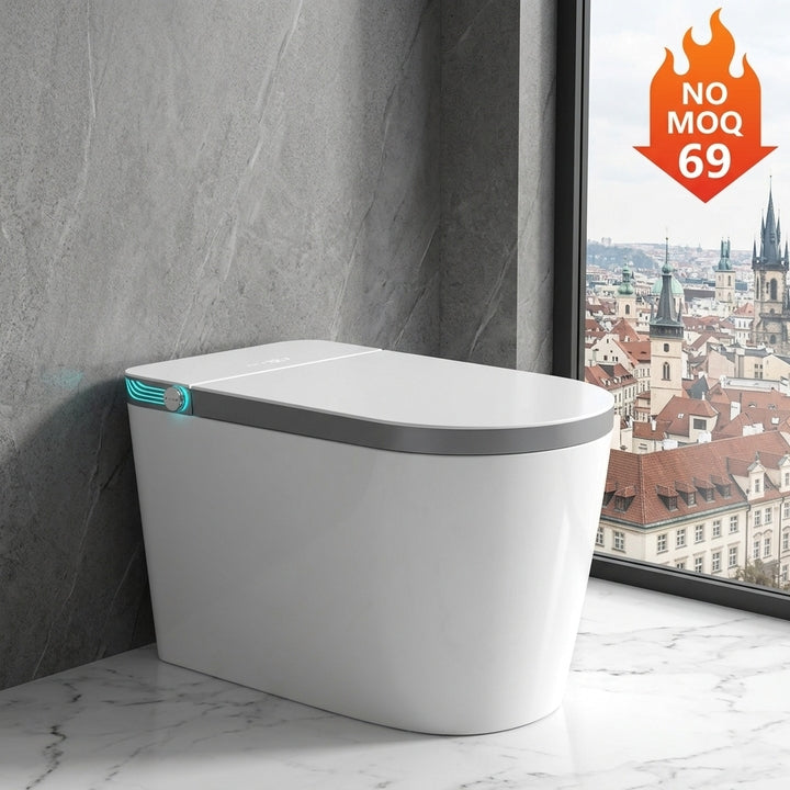 Floor Mounted Wc Intelligent Toilet Automatic Operation Flush Bon Cau Thong Minh Auto Open Sensor One Piece Smart Bidet Toilet