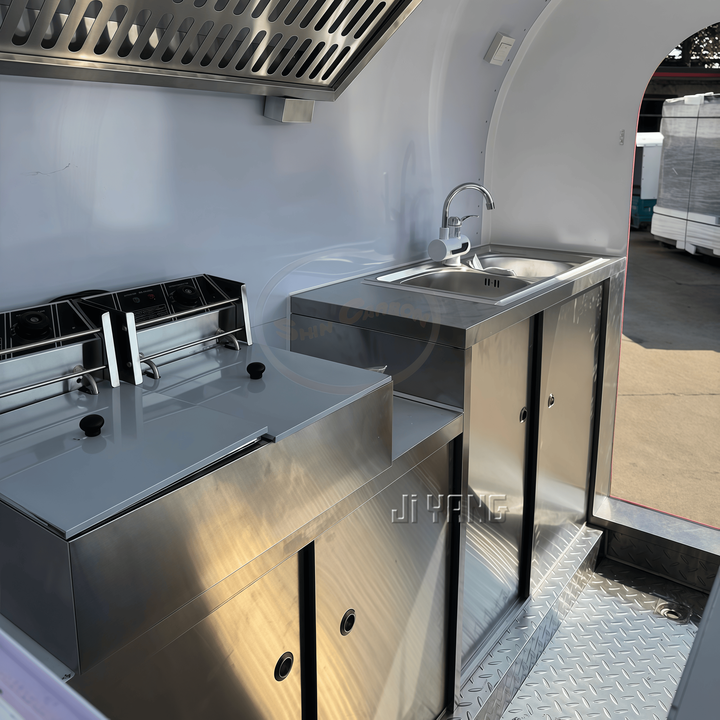 Customizable Mini Outdoor Service Cart Towable Mobile Food Truck for Coffee & Ice Cream Catering Full Kitchen Equipment Included