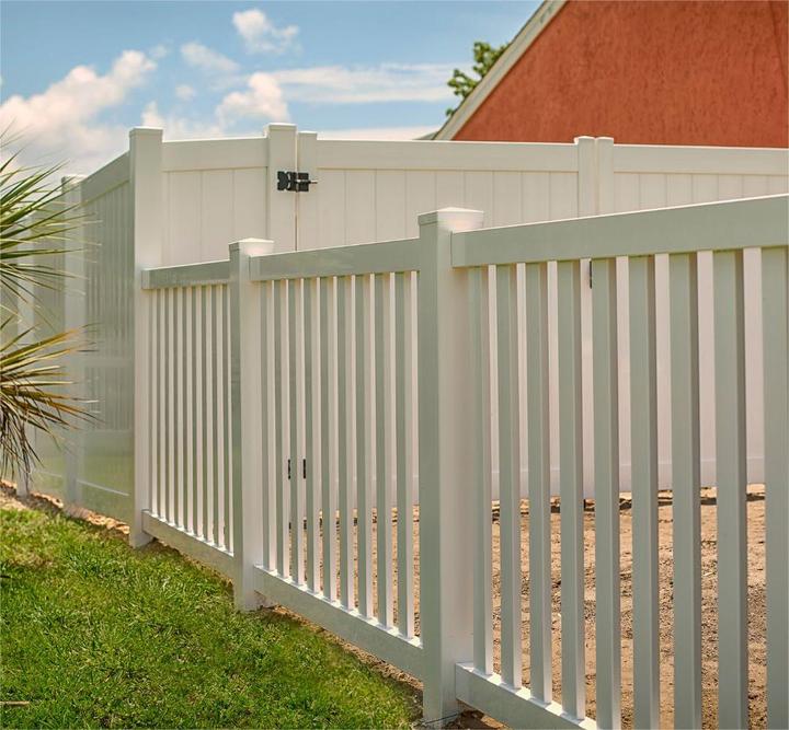 PVC Picket Fence Garden Vinyl Swimming Pool Fence, Court Fencing,UV Proof Plastic Home Fence