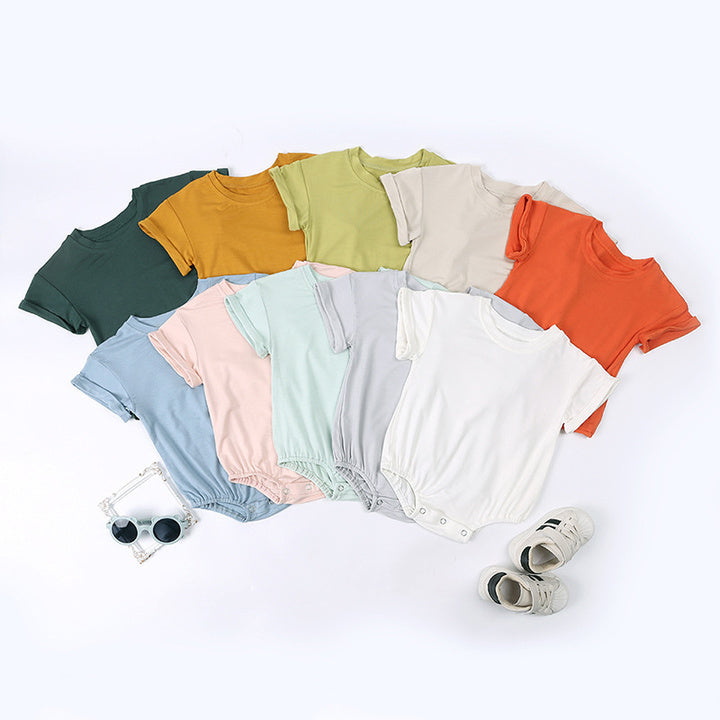 RTS Newborn Baby Bamboo Viscose Spandex Romper Infant Soft Fabric Short Sleeve Jumpsuit Toddler Summer Bubble Onesie OEM/ODM