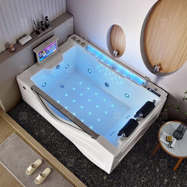 White 2 Person 1900mm Jaccuzie Double Seat Acrylic Whirlpool Free Standing Surf Spa Massage Bathtub for Adult