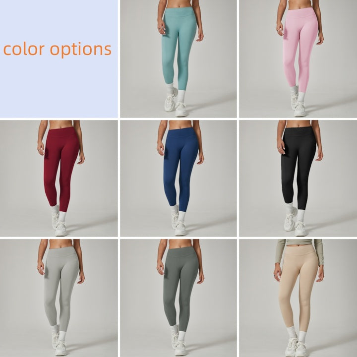 DFY High-Waisted Seamless Breathable Full Length Yoga Pants Cameltoe Peach Butt Lift Solid Style Plus Size Leggings