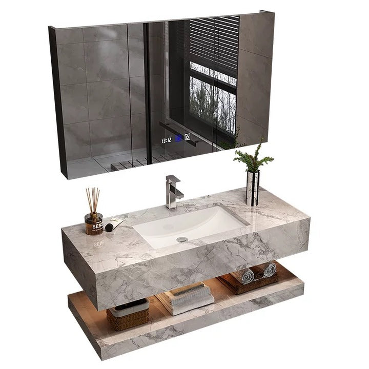 Modern European Style Double Sink Bathroom Vanity with Mirror Water-Resistant From Hotel Supplie