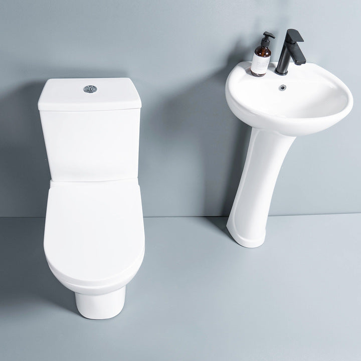 Ceramic Floor Stand Toilet Sets Bathroom Washdown Two Piece WC Toilet With Pedestal Basins Sink