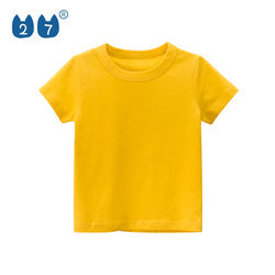 Custom Printing Solid Color Unisex Kids Top Clothes Cotton Comfortable Girls Boys Short Sleeve T Shirt