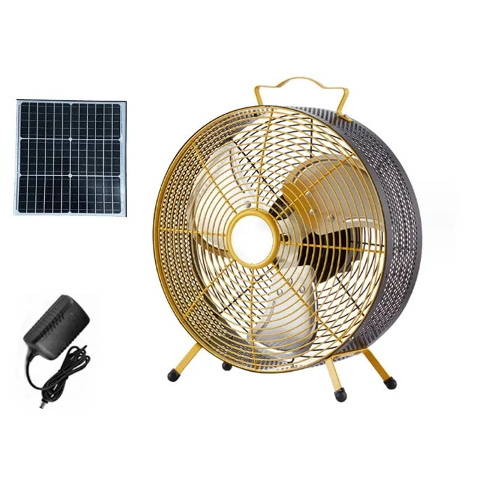 12-inch Desktop Solar Fan Rechargeable with Lithium Battery DC Floor Fan Refrigeration Equipment Plastic Durable Fan