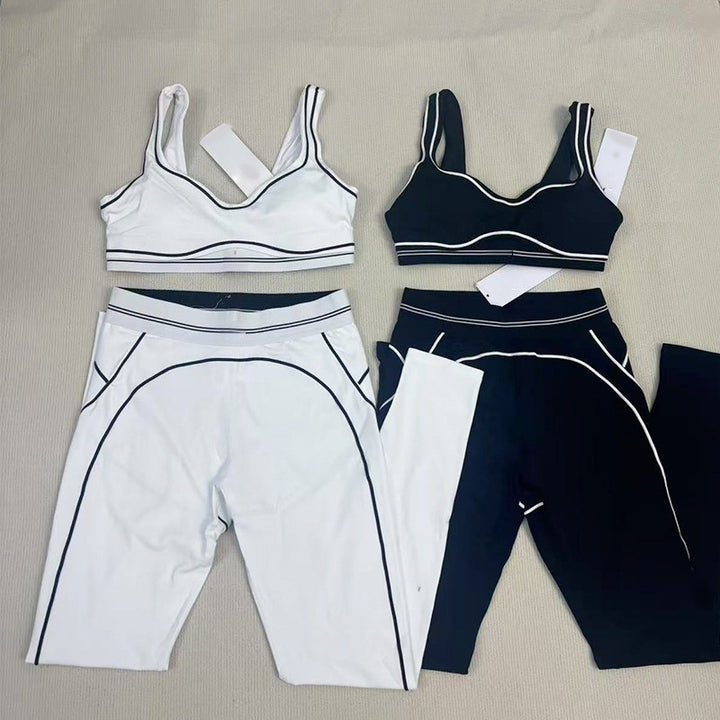 Hot Style Fashion Yoga Pilates Stretch Seamless Ribbed High-quality Leggings 2 Piece Set for Women