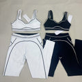 Hot Style Fashion Yoga Pilates Stretch Seamless Ribbed High-quality Leggings 2 Piece Set for Women