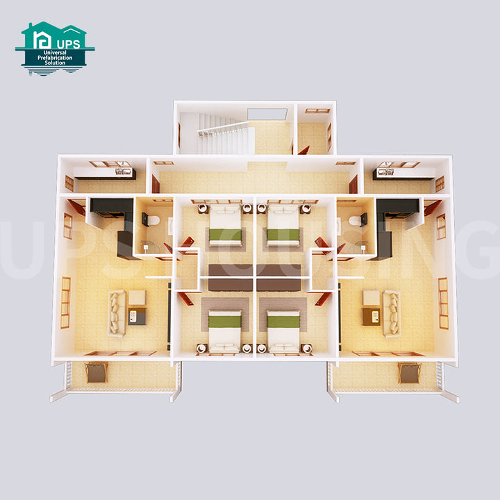 Three-Storey Fast Building Prefab Steel Structure House Waterproof Cement and for Econel Panel for Villa for Sale