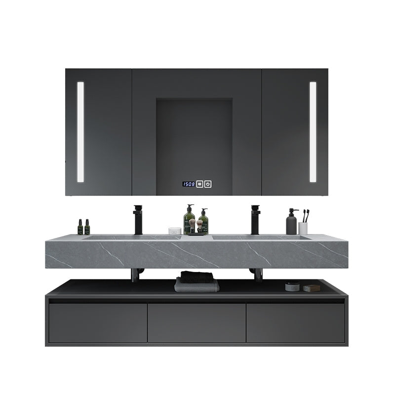 Double Bathroom Sink Ceramic Under Counter Washing Basin Black Gold Marble Sintered Stone Sink Customized Wash Pool Vanity