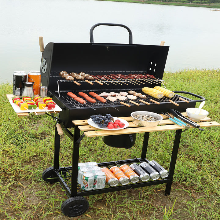 Easy to Clean Trolley Smoker Grill Outdoor Durable Collapsible Charcoal Bbq Grill