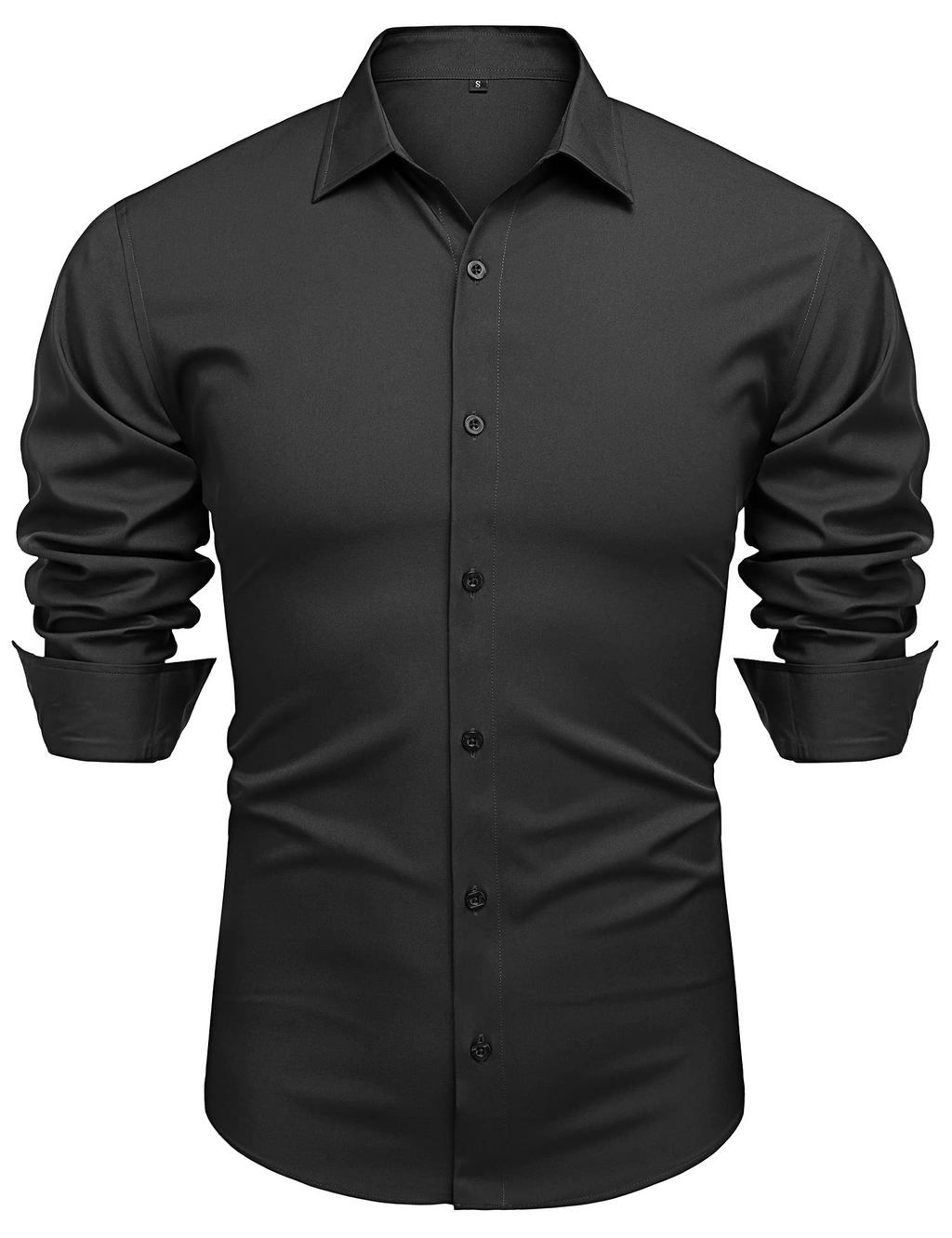 High Quality Mens Muscle Dress Shirts Slim Fit Stretch Long Sleeve Casual Shirts