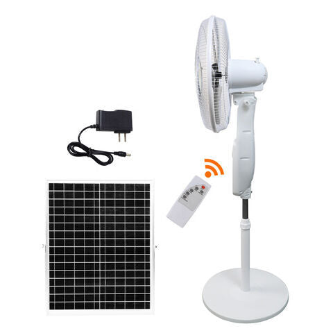 Hotsale LED Lights USB Charger Charge Phone Powered Rechargeable Black Solar Power Pedestal Fan with Panel and Battery for Home