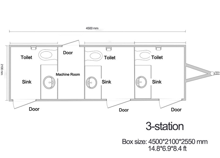 Portable Bathroom Unit Shower and Toilet Mobile Toilets Outdoor Portable Portable Shower Toilet Trailer