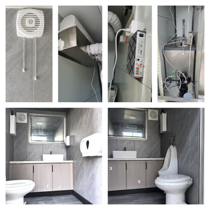 Modern Chinese Design 3-Stall Galvanized Sheet Eco-Friendly Portable Toilet Trailer Durable Outdoor