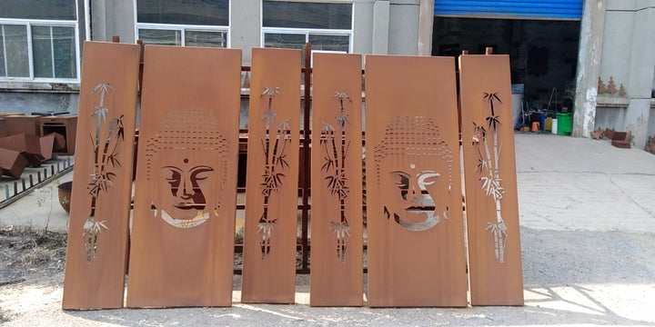 Laser Cut Decorative Outdoor Garden Privacy Art Metal Screens Panels Corten Steel Garden Screen