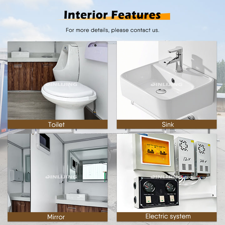 JINLIJING Factory Custom White Portable Restroom Toilets Luxury Double Mobile Toilet Trailer for Sale