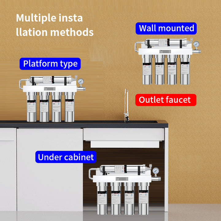 Manual Ultrafiltration Under-Sink Water Purifier 5 Stages Stainless Steel UF Household System with Self-Cleaning