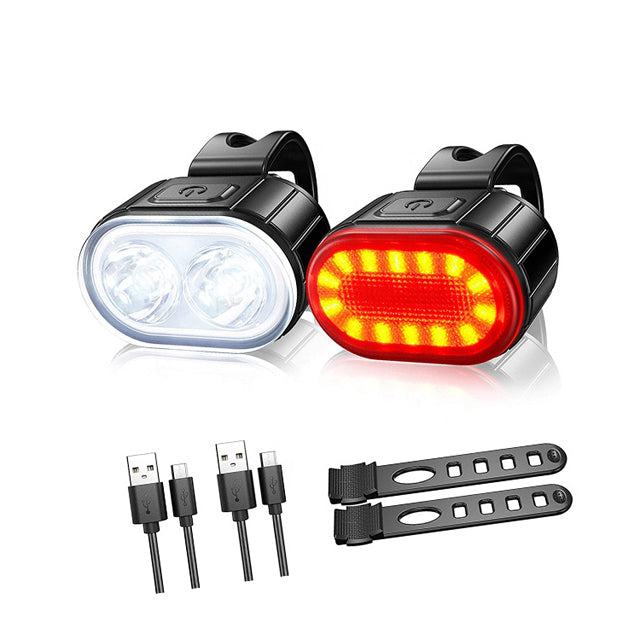 USB Rechargeable Waterproof LED Bicycle Light Front and Rear Tail Light for Night Riding Flashlight Feature