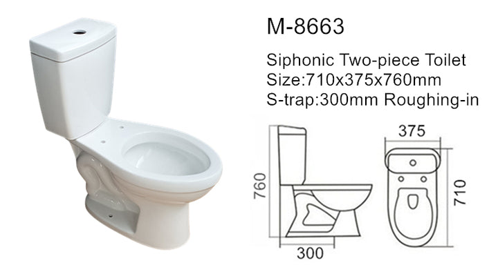 Guangdong White Color Sanitary Wares Ceramic Siphonic Two Piece Toilet Set S- Trap Wc Toilet with Low Prices for Hotel Bathroom