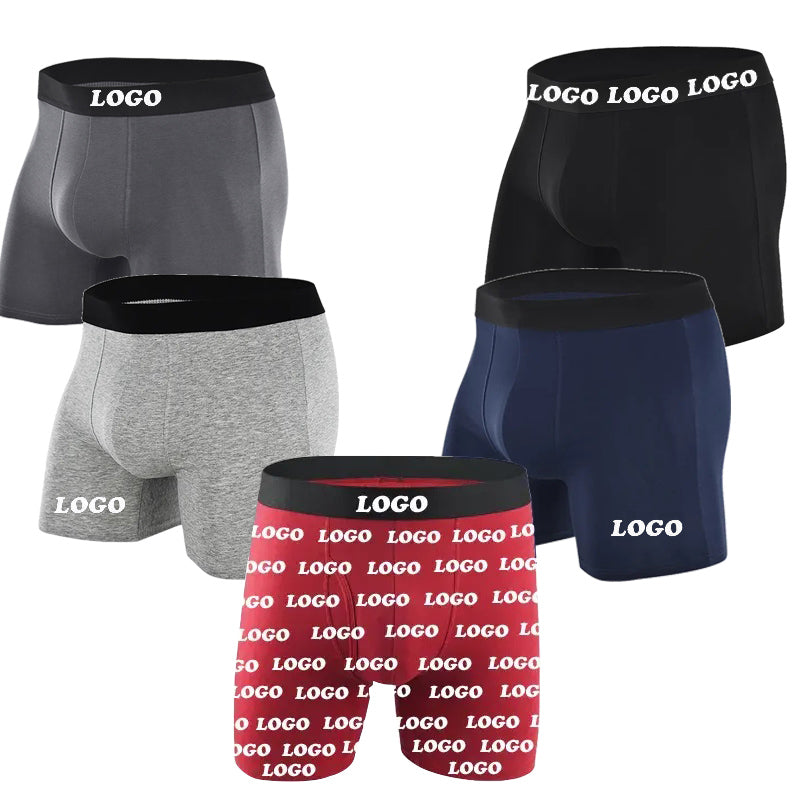 Custom Logo Cotton Men Underwear Plus Size  Breathable Boxer Briefs