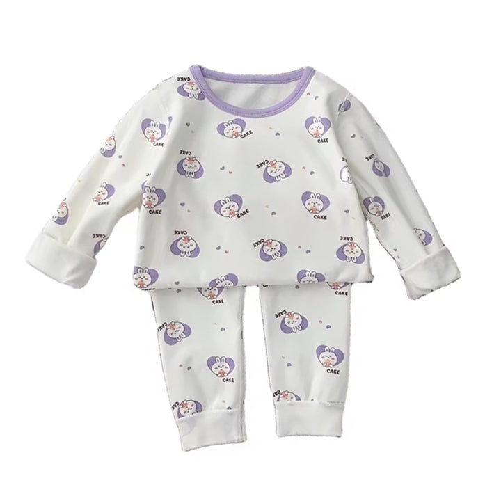 Purorigin Autumn Winter Casual Kids Underwear Set Long-sleeved Cartoon Pajamas 2 Piece Worested Nightwear Baby Home Clothes