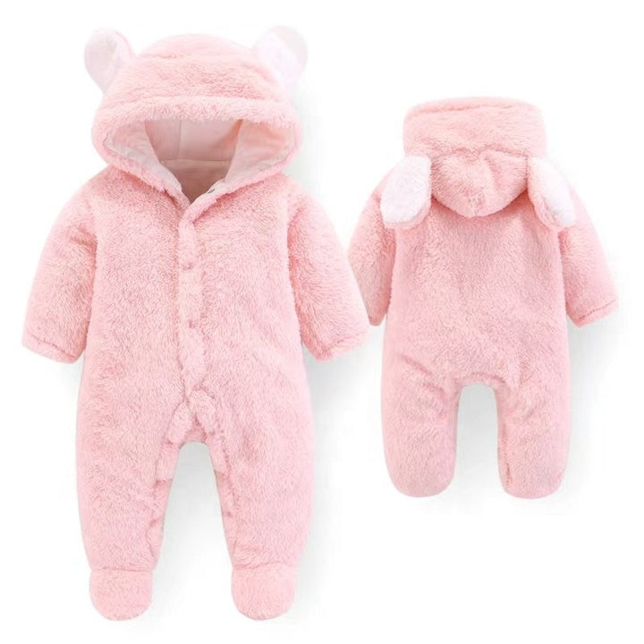 Hot Sale Autumn Winter Clothes 0-2 Years Infant Plush Warm Jumpsuit Long Sleeve Sweatshirt Romper Split Legs Baby Sleeping Bag