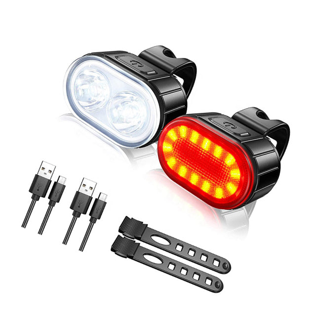 USB Rechargeable Waterproof LED Bicycle Light Front and Rear Tail Light for Night Riding Flashlight Feature