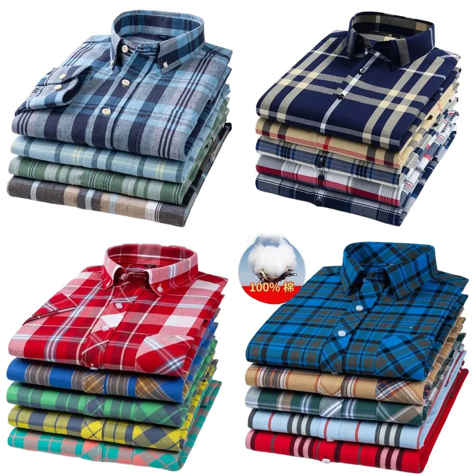 COOFANDY Men's Plaid Dress Shirts Classic Fit Long Sleeve Button Down Shirts Fashion Casual Shirts with Pockets