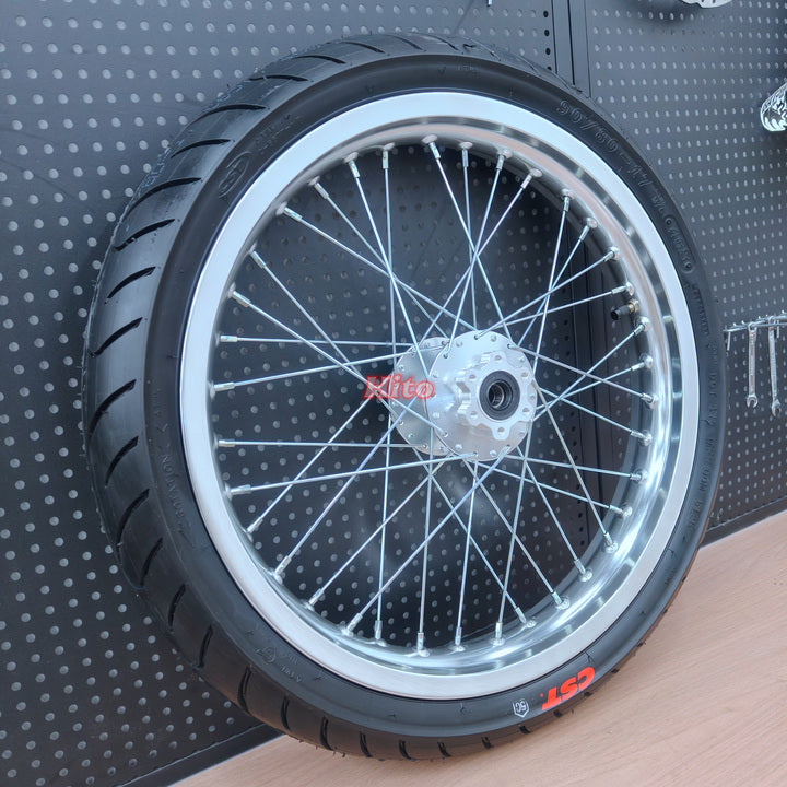 Silver Supermoto Wheels Casting Wheel Rim & Tire Assembly for Light Bee Lbx Talaria X3 Mx5Mx4 79bike V1+ 70/90-17 90/80-17