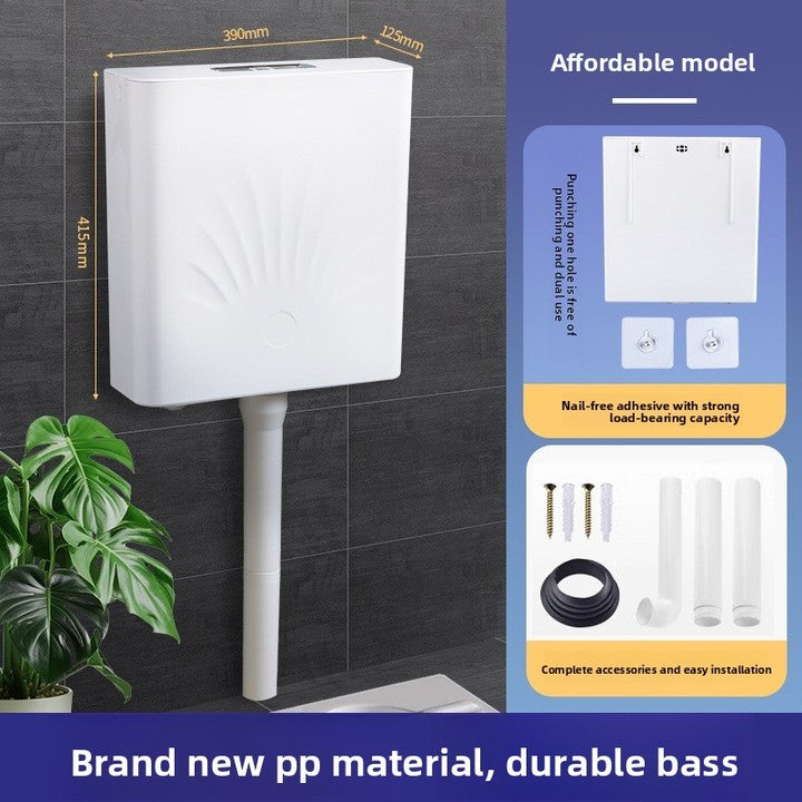 Modern Minimalism Square Plastic Floor Installation Hand-Pressed Squatting Toilet Water Tank with 3D Model Design