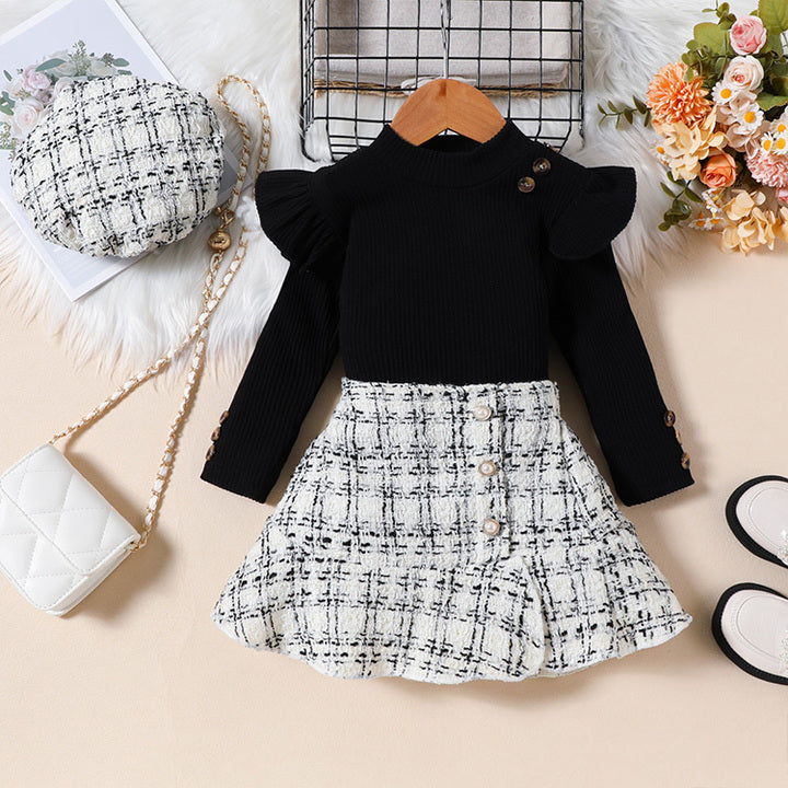 OEM ODM Autumn Winter Baby Infant Fashion Girl Clothing Long Sleeve Knit Sweater Woolen Skirt Hat 3Pcs Winter Clothes for Kids