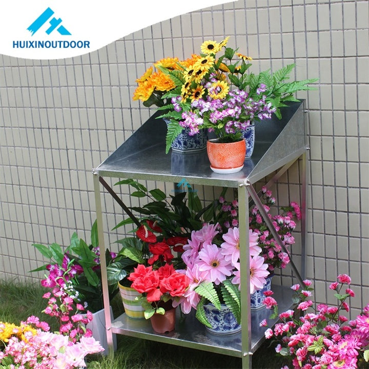 Hot Selling Two Staging Greenhouse Aluminum Shelving Accessories Fast Assembly Bracket Standing Pot Racks Shelf for Garden Use