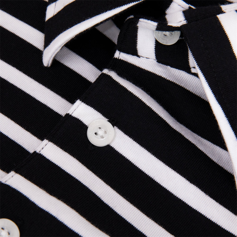 2023 Summer 100% cotton soft loose elastic short sleeve stripe polo t shirt for men