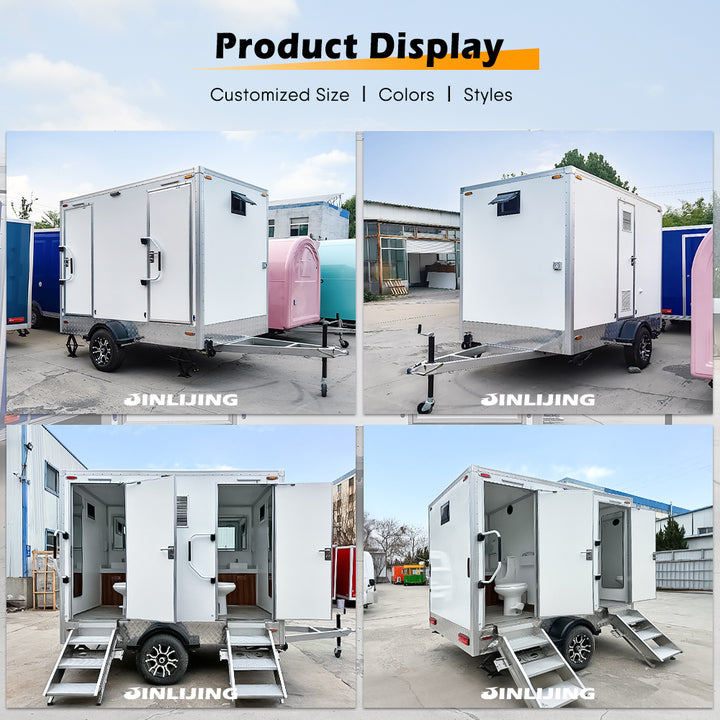 JINLIJING Factory Custom White Portable Restroom Toilets Luxury Double Mobile Toilet Trailer for Sale