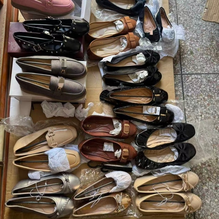 Cheap Women's Flat Shoes Fashionable Comfortable Ladies Single Shoes Mixed Design Soft Sole Ballet Shoes Stock Shoes Wholesale