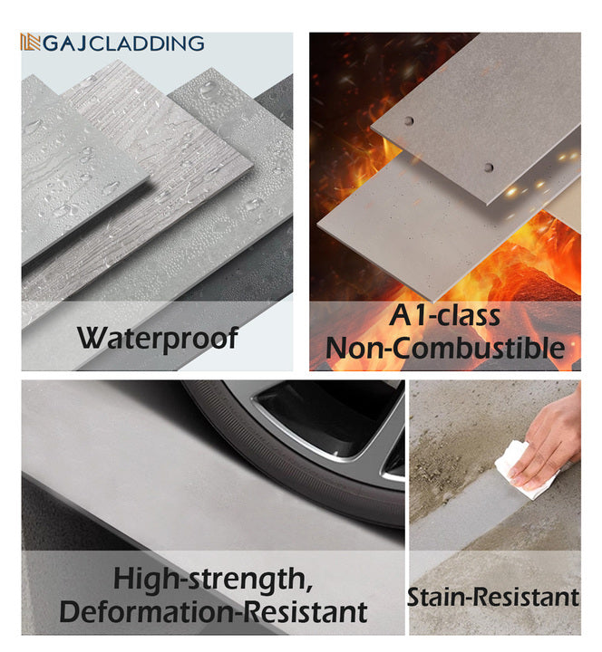 Premium Exterior Wall Covering Natural Concrete Engraved Fiber Cement Boards for Building Facade