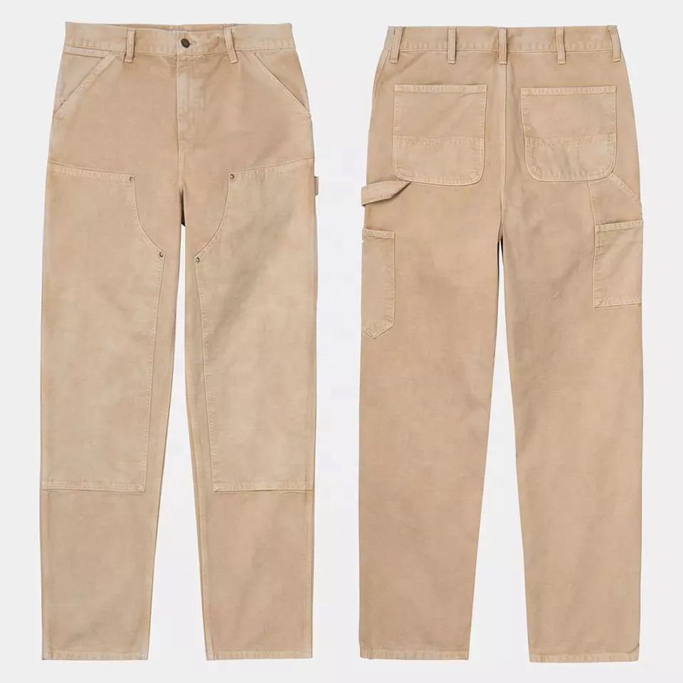 Mens khaki double knee custom pants carpenter denim painter pant trending cargo jeans for men cargo pants