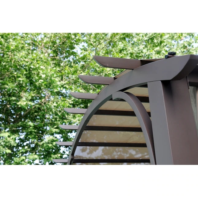 10x10ft Outdoor Gazebo Pergola Brown Metal Frame with Removable Top Cover Sunshade Patio Pergola